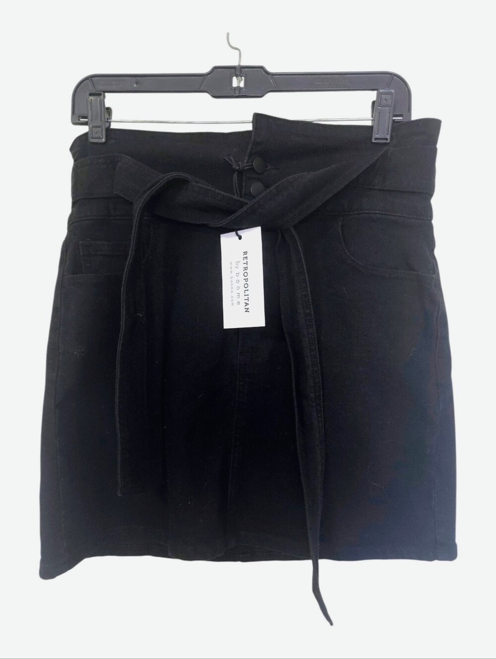 NWT Retropolitan By Bohme Black High-Rise Mini Skirt Size Large